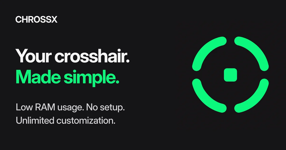 CHROSSX preview: Your crosshair. Made simple. Green crosshair on a black background