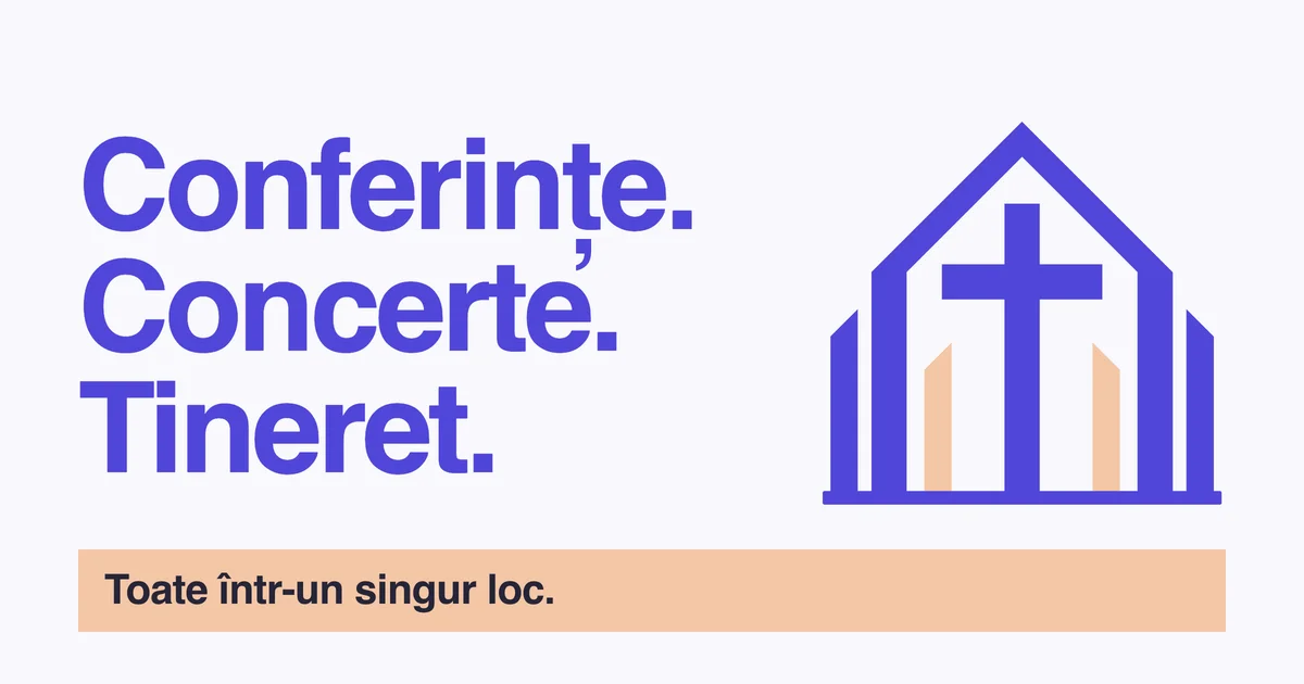 Evenimente Creștine preview: Conferințe, Concerte, Tineret, with the purple church logo