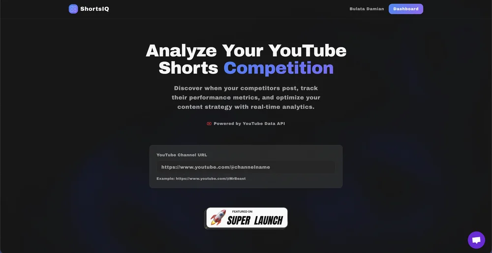 ShortsIQ creator analytics interface